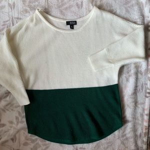 White and green knit sweater